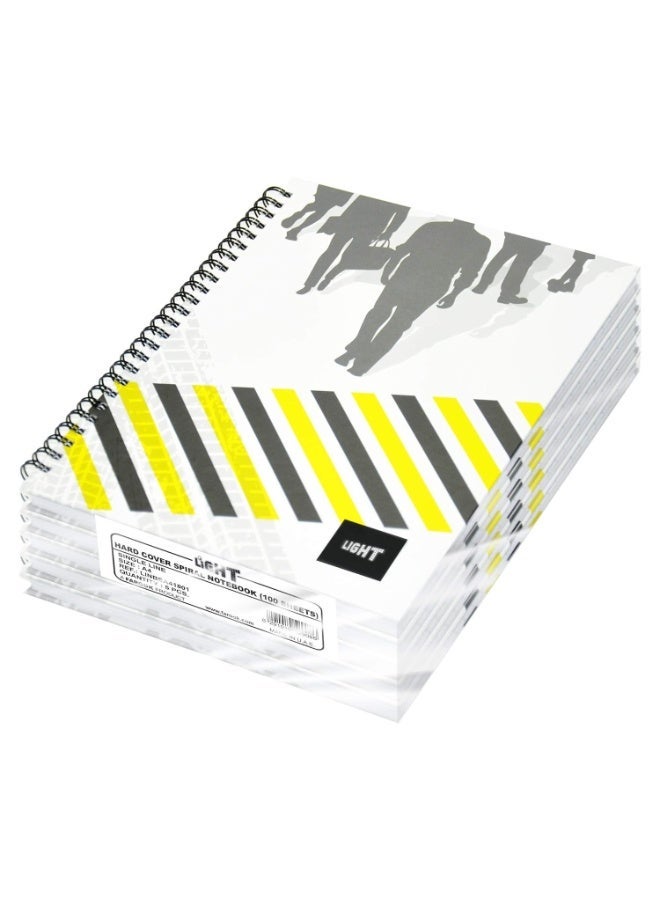 FIS Light LINBSA41801 A4 Spiral Hard Cover Single Line Notebook (Pack of 5 Pieces X 100 Sheets) - Image 1